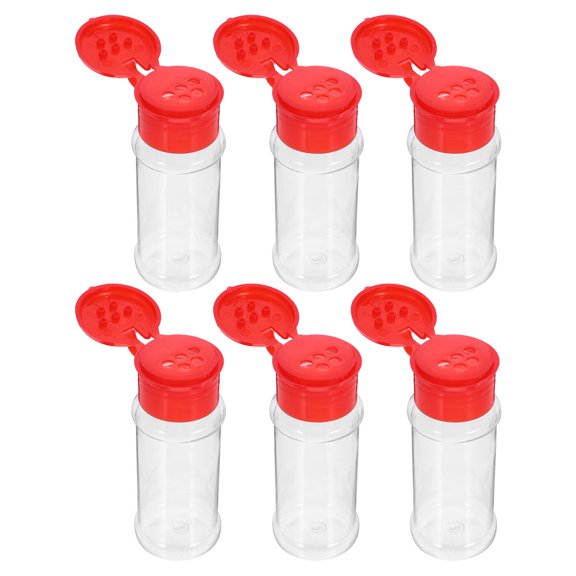 LOLIPPYY 6pcs Practical Design Plastic Spice Shaker Red Kitchen Gadget