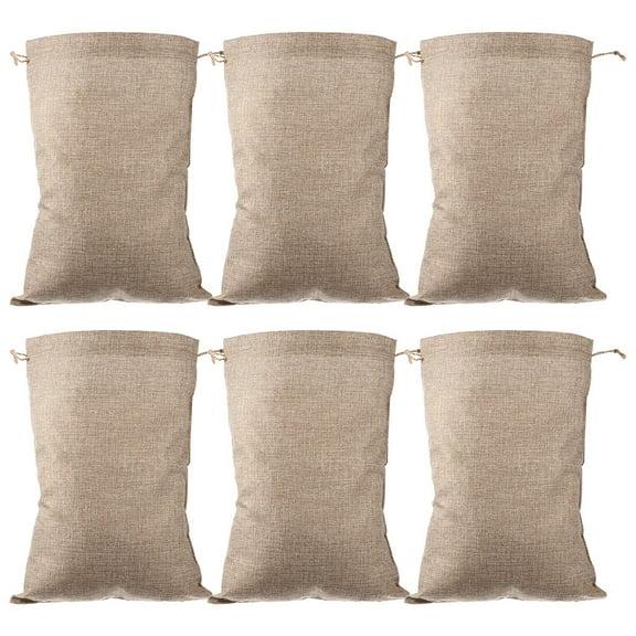 LOLIPPYY 6pcs Reusable Vegetable Drawstring Bags Multifunction Linen Bags Root Burlap Bags