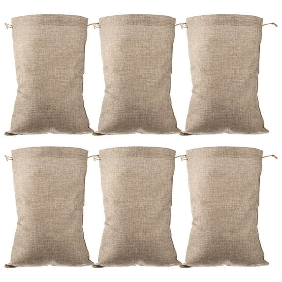 LOLIPPYY 6pcs Reusable Vegetable Drawstring Bags Multifunction Linen Bags Root Burlap Bags
