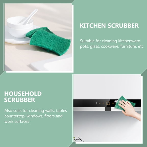 LOLIPPYY 6pcs Scour Pads Kitchen Scrubber Green Sandpaper For Dirt Removal