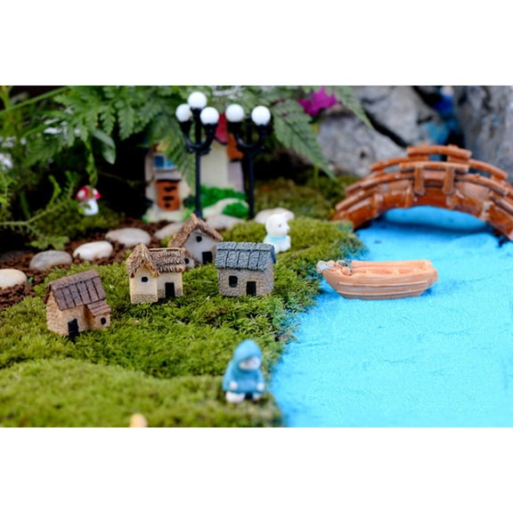 LOLIPPYY 6-Pack Miniature Small House Decorations for Resin Crafts, Terrariums, Patio Decor & Hobby Projects