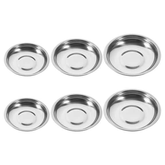 LOLIPPYY 6pcs Stainless Steel Dipping Plates for Sushi Sauces and Snacks with Elegant Design