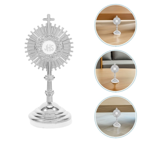 LOLIPPYY 6pcs Standing Cross Figurine Metal Catholic Cross for Living Room Home Decoration
