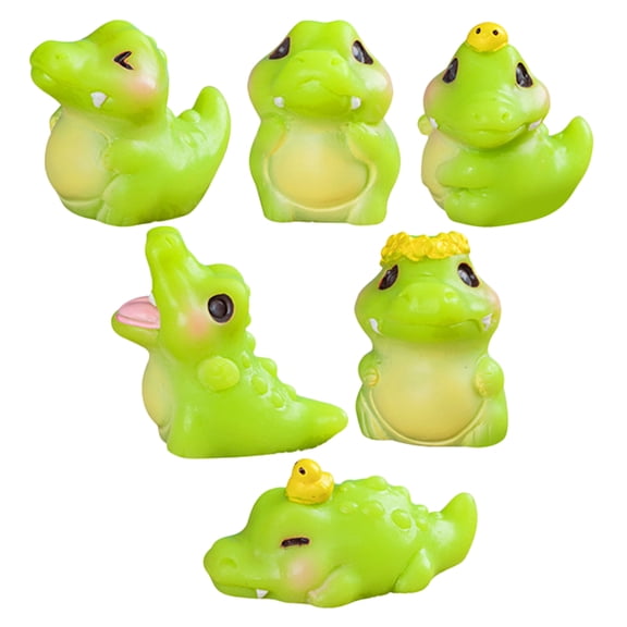 LOLIPPYY 6pcs Mini Dinosaur Figurines Green Resin Decorations for Classroom Playsets