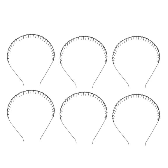 LOLIPPYY 6Pcs Black Wavy Hairband Unisex Hair Loop with Comb Design for Comfortable Hair Holding