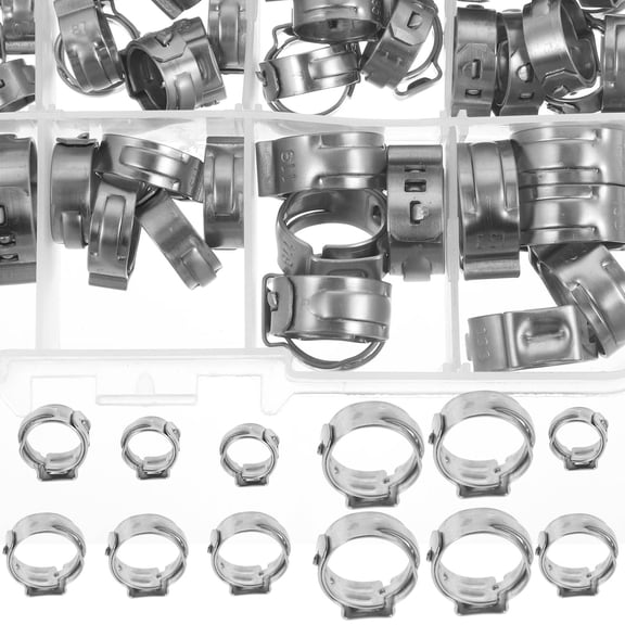 LOLIPPYY 70Pcs Stainless Steel Pex Crimp Rings and Clamp Assortment for Durable Tubing Securing Use