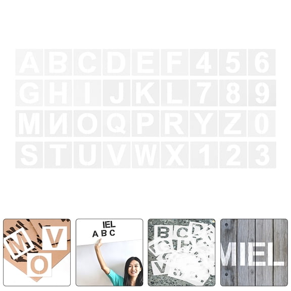 LOLIPPYY 72Pcs Easy Alignment Plastic Letter and Number Stencils Reusable Templates for Painting and Craft Work