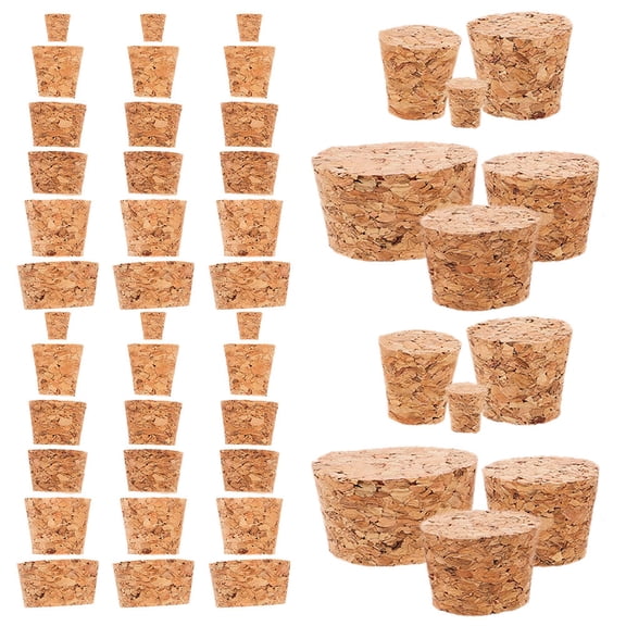 LOLIPPYY 72Pcs Reusable Tapered Cork Stoppers in Light Brown for Bottles and DIY Projects