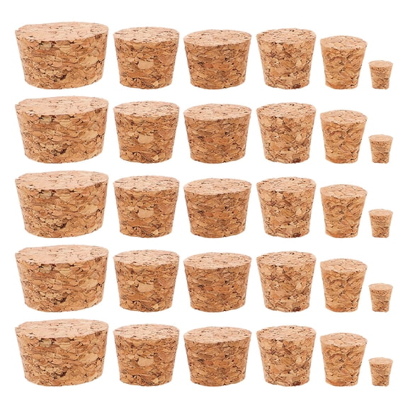 LOLIPPYY 72pcs Natural Wood Cork Stoppers for Bottles, 6 Sizes Tapered Soft Cork Plugs, Reusable Sealing Lids for Wine, Beer, Crafts, Glass Jars