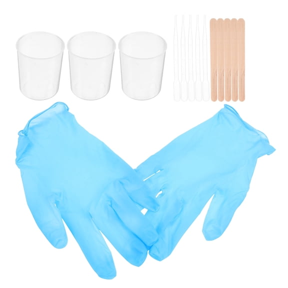 LOLIPPYY 73Pcs Durable Crystal Epoxy Material Kit with Mixing Rods Droppers and Gloves