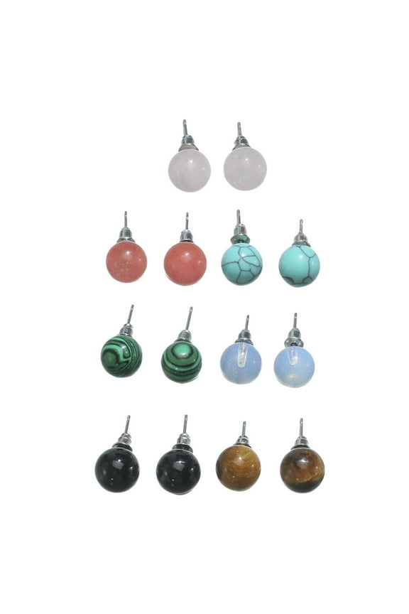 7Pairs Jewelry Earrings Studs Natural Stone Durable for Dinner and Dating