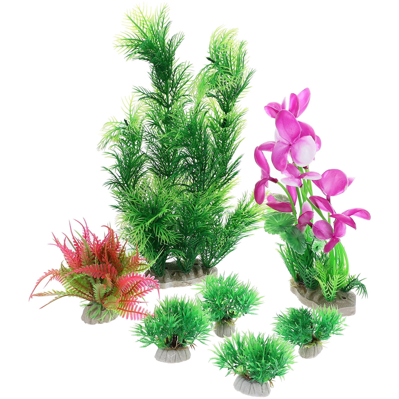 LOLIPPYY 7-Piece Artificial Aquarium Decorations Set, Multi-Color ...