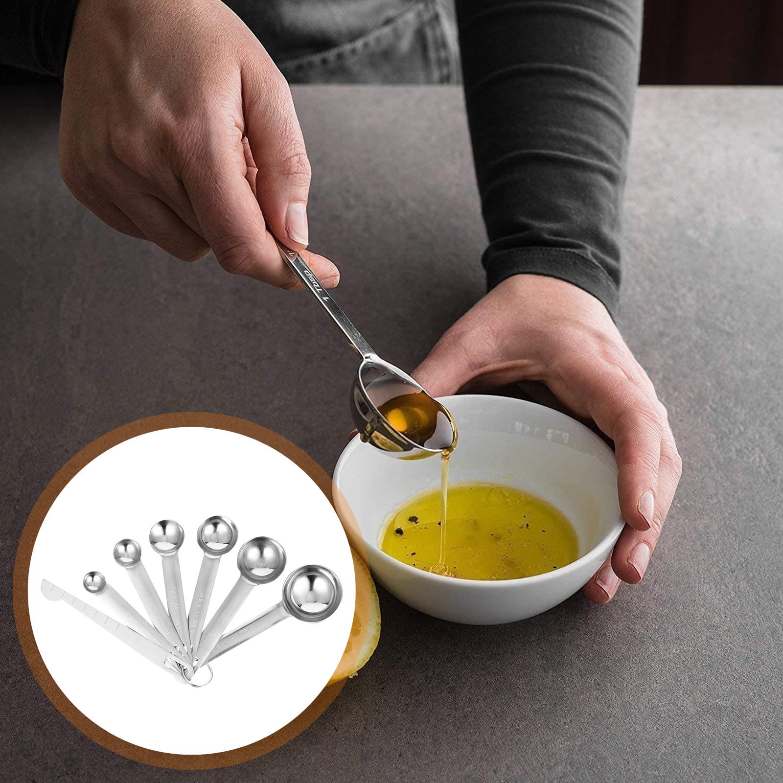 Spoon Size Sample LOLIPPYY 7-Piece Stainless Steel Measuring Spoons Set, Assorted Sizes ...