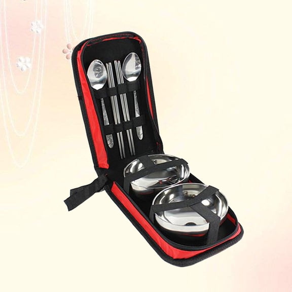 LOLIPPYY 7Pcs Black Stainless Steel Portable Tableware for Office Travel and Restaurant Use Safe and Secure