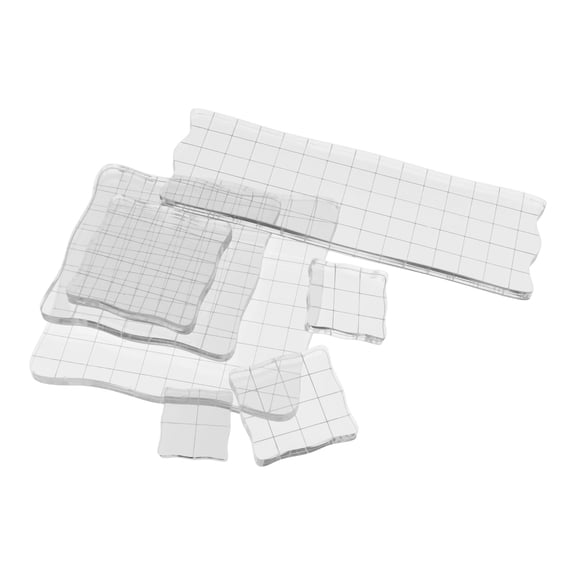 LOLIPPYY 7Pcs Clear Acrylic Stamp Blocks with Grid Lines for Accurate Positioning in Craft Projects