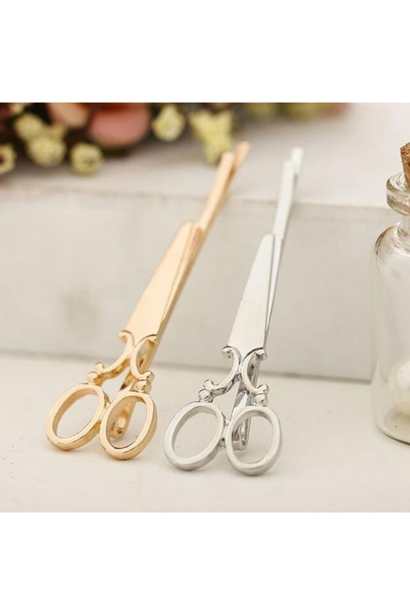 7Pcs Hair Barrette Clips Scissors Hair Accessories Alloy Silver For Daily Life