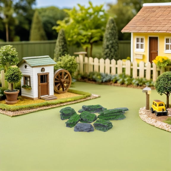 LOLIPPYY 7Pcs Simulated Moss Landscape Rocks Grey Artificial Stones for Terrarium Decoration