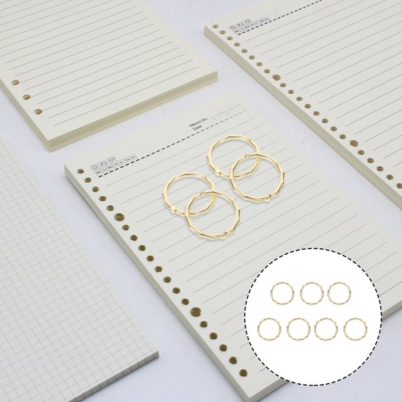 LOLIPPYY 7Pcs Notebook Binder Rings Metal Circle Binder Clip for Binding Loose Leaf Pages in Golden