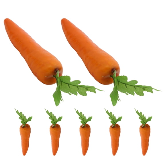 LOLIPPYY 7-Piece Orange Artificial Carrot Set for Easter Decorations, Farmhouse Kitchen Centerpieces, and Spring Table Display