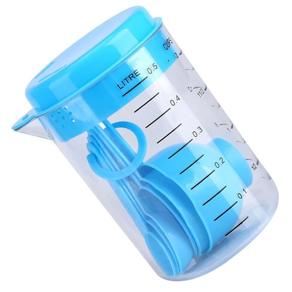 LOLIPPYY 7Pcs Blue Graduated Measuring Beaker Set for Cooking and Baking