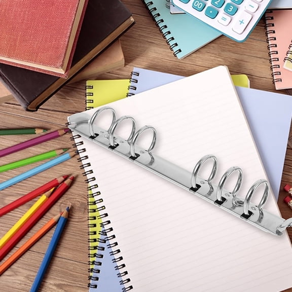 LOLIPPYY 7Pcs Plated Silver Metal Loose Leaf Binder Inserts 6 Ring A6 Notebook Planner Accessories