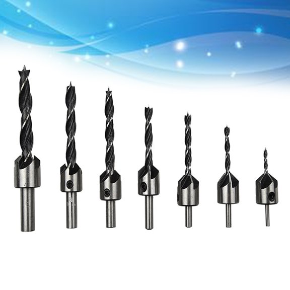 LOLIPPYY 7Pcs Rustproof Black Cobalt Steel Countersink Bit Set for Circular Aperture Chamfering Use