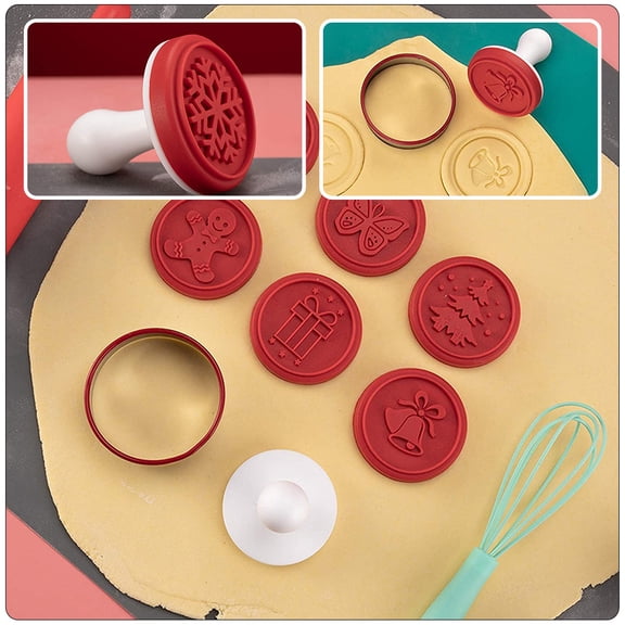 LOLIPPYY 8-Piece Silicone Cookie Stamp Set for Fondant Decorating and Christmas Baking Tools