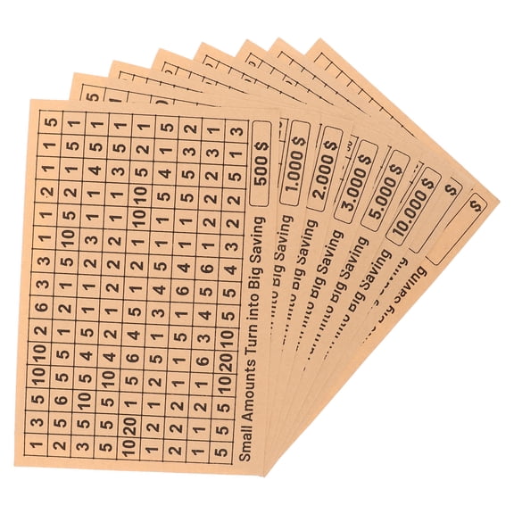 LOLIPPYY 8 Sheets Per Set Money Saving Challenge Sticker Paper Light Brown Budget Management Track Labels For Cash Box