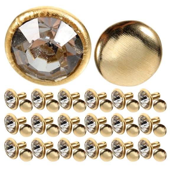 LOLIPPYY 80Pcs Golden Rhinestone Rivets for DIY Crystal Embellishment on Clothing Bags and Shoes