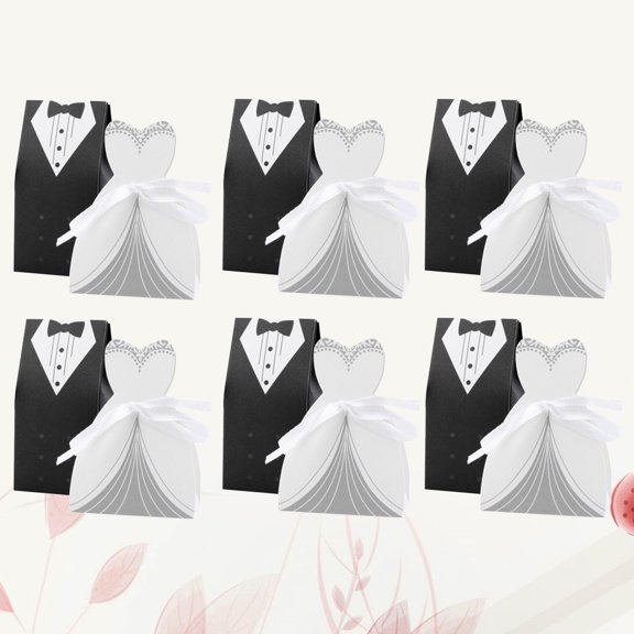 LOLIPPYY 80Pcs Wedding Candy Box Bride and Groom Dress Shape Paper Candy Favor Box Assorted Colors