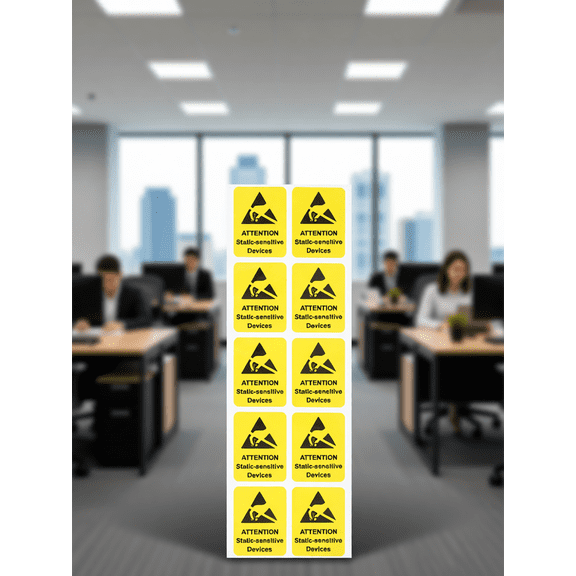 LOLIPPYY 80Pcs Yellow Electrostatic Warning Stickers for Static Devices and Electronic Equipment