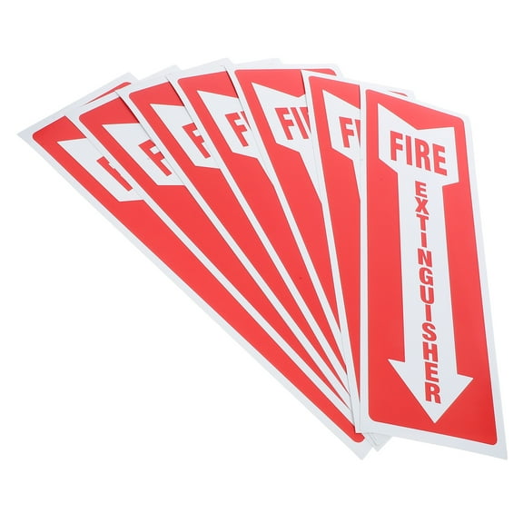 LOLIPPYY 8Pcs Adhesive Fire Extinguisher Sign Stickers Red for Restaurant and Office Use