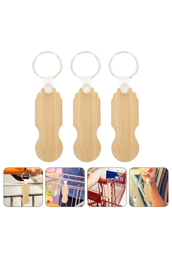 8Pcs Bamboo Key Rings Trolley Removers for Friends Everyday Use