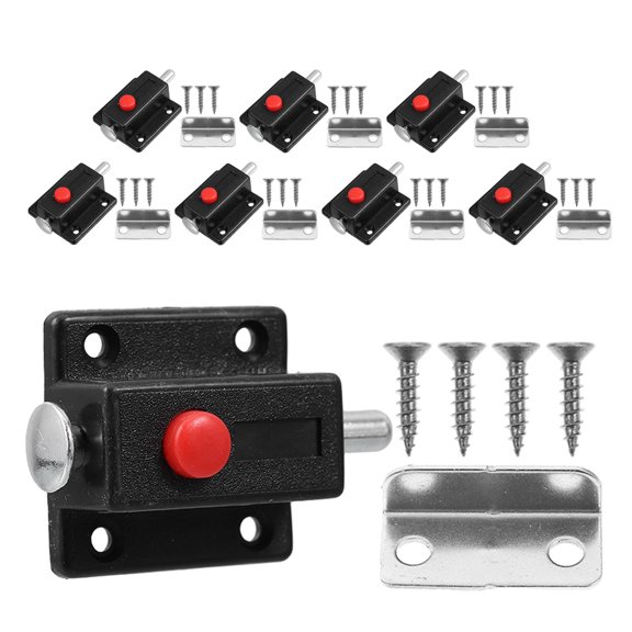 LOLIPPYY 8Pcs Black Cabinet Push Latch with Precision Spring Loaded Lock Mechanism for Furniture