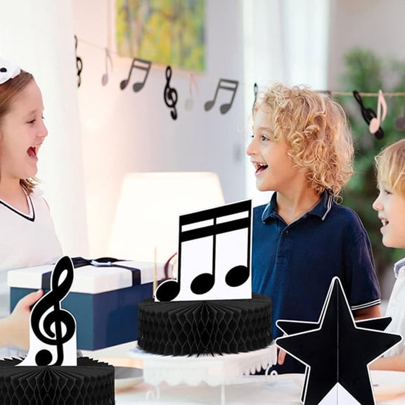 LOLIPPYY Black Musical Note Table Centerpieces with Honeycomb Design for Birthday, Music, and Party Decorations
