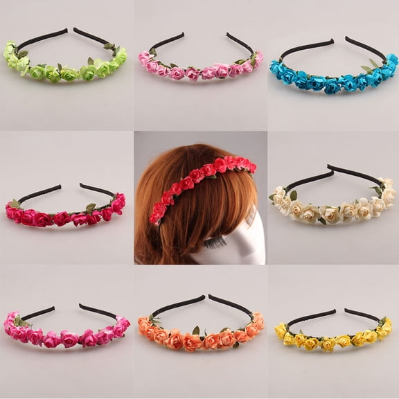 LOLIPPYY 8Pcs Bridal Rose Headband Floral Hair Accessories Skin Friendly for Daily Use