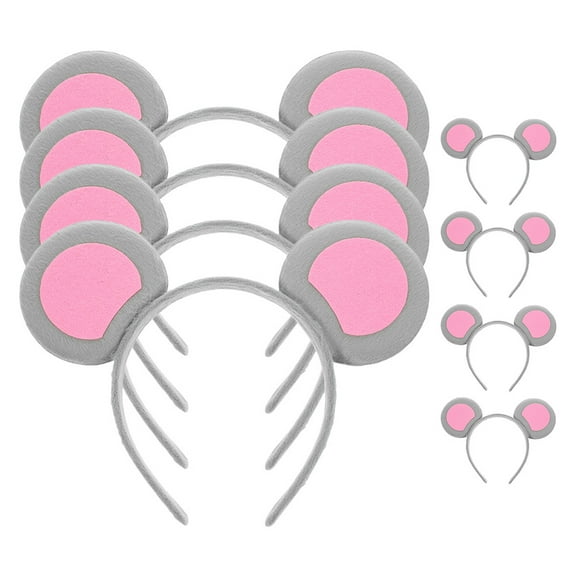 LOLIPPYY 8Pcs Comfortable to Wear Grey Mouse Ears Headbands for Women and Children