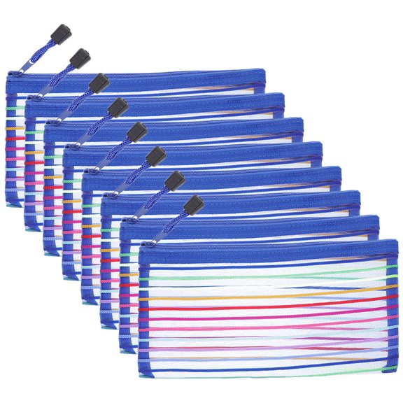 LOLIPPYY 8Pcs Convenient Blue Pencil Case Large Storage Pen Holder for Stationery Organization