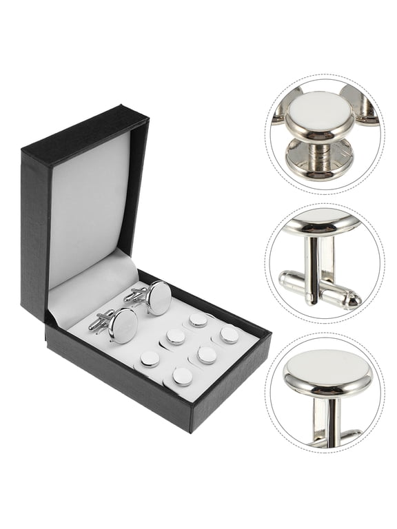 8Pcs Copper Cuff Links Set for Mens French Cuff Shirt with Round Design