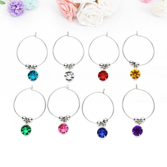 LOLIPPYY 8-Piece Colorful Wine Glass Charms Set, Drink Markers for Family and Friends Gatherings, Party Accessories