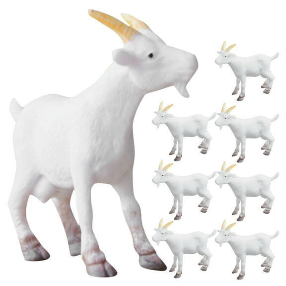 LOLIPPYY 8Pcs Decorative White Goat Models with Fine Workmanship for Desktop and Garden Use