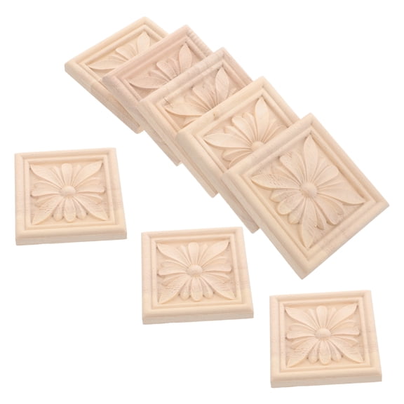 LOLIPPYY 8Pcs Elegant Beige Wood Carving Furniture Appliques Solid Wood Decorative Onlays