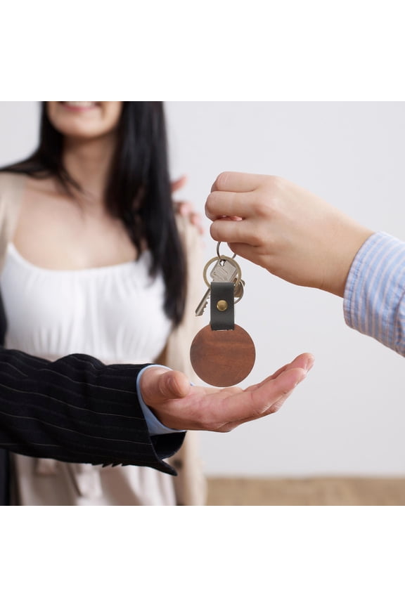 8Pcs Engraving Blanks Keychain Brown Wood Carving Supplies for Anniversary