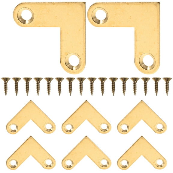 LOLIPPYY 8Pcs Flat L Shaped Right Angle Brackets Copper Finish for Shelf Table Reinforcement