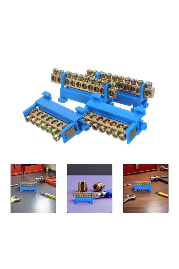 Flexible Copper Ground Bus Bar Terminal Block for Electrical Wiring, Circuit Connections, and Electrical Box Installations