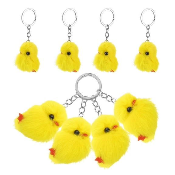LOLIPPYY 8Pcs Fluffy Yellow Chick Plush Keychain Cute Soft Animal Pendant for Bag and Keys