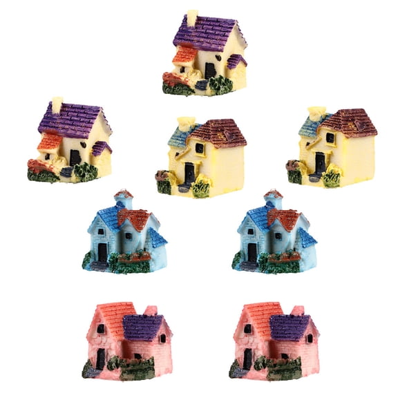 LOLIPPYY 8Pcs House Micro Landscape Assorted Color Resin Ornament House Shape Gardening Props Terrarium Gardeners