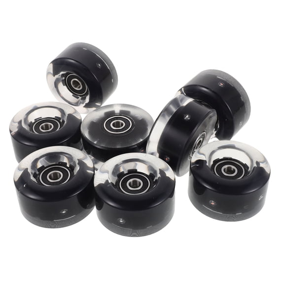 LOLIPPYY 8Pcs Light Up Roller Skate Wheels with LED Bearings for Indoor and Outdoor Quad Skates Black