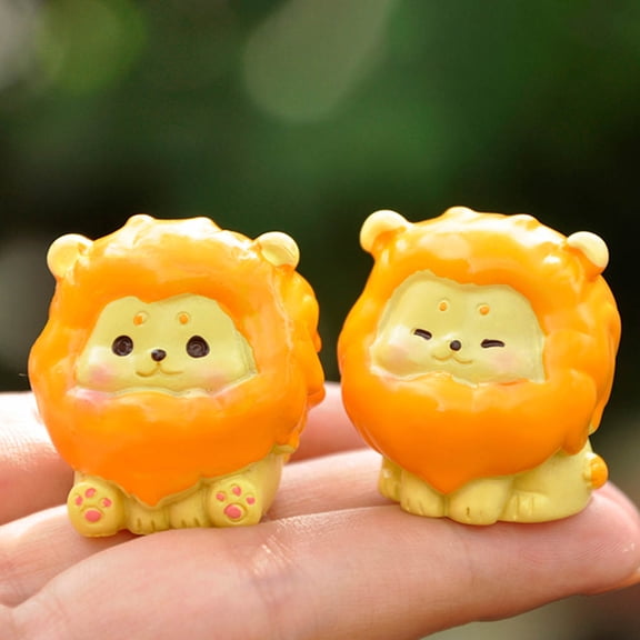 LOLIPPYY 8Pcs Lovely Lion Statue Miniatures for Outdoor Yard Lawn and Bonsai Decor