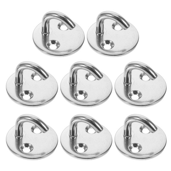 LOLIPPYY 8Pcs Marine Grade Stainless Steel Pad Eye Hooks Flat Base Open Hook for Boat Rigging Hardware